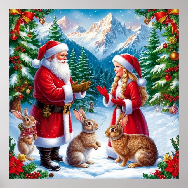 Snowy Christmas Scene Poster (Front)