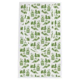 Snowy Christmas Toile green Small Gift Bag