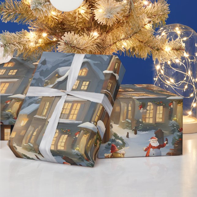 Snowy Christmas Town Wrapping Paper (Holidays)