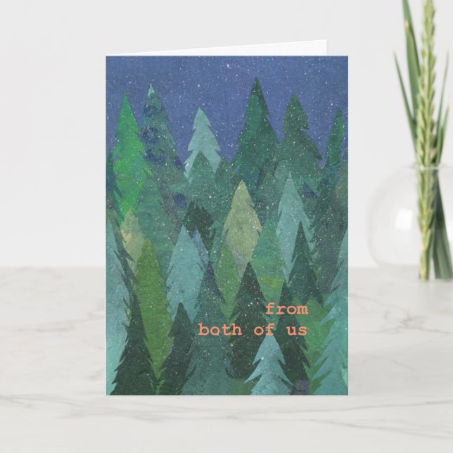 Snowy Christmas Tree Forest Card from Both of Us (Front)