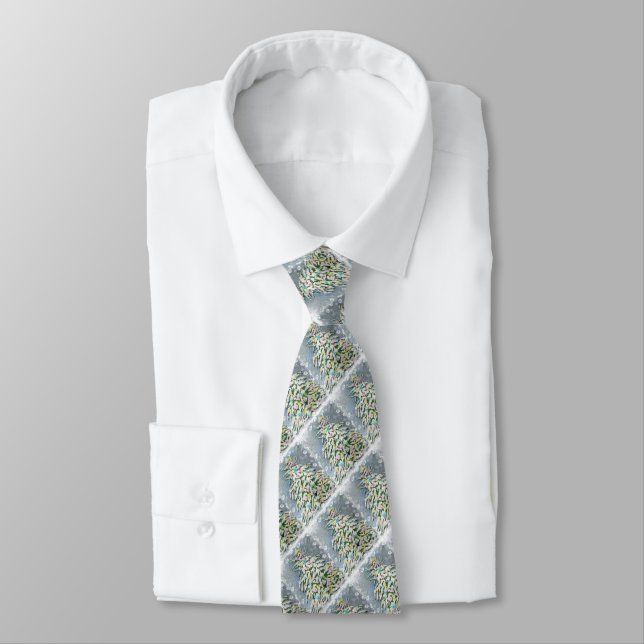 SNOWY CHRISTMAS TREE TIE (Tied)