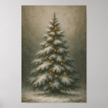 Snowy Christmas Tree | Winter Home Decor Poster