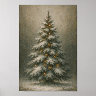 Snowy Christmas Tree | Winter Home Decor Poster