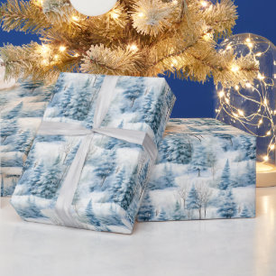 Snowy Christmas trees scene tiled Wrapping Paper