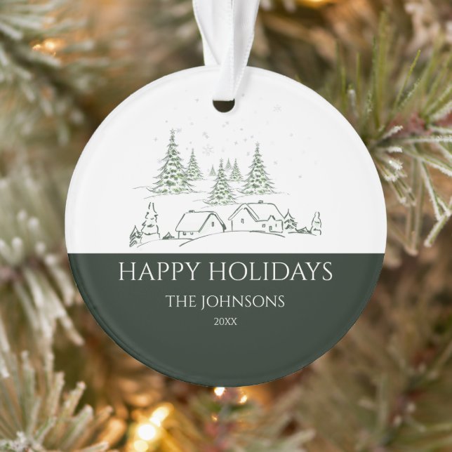 Snowy Christmas Village  Ornament (Tree)