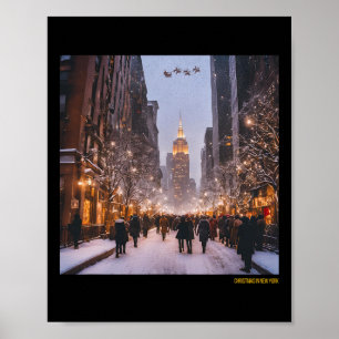 Snowy City Christmas Scene Poster