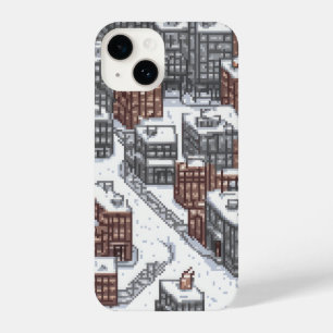 snowy city pixelated  iPhone 14 case