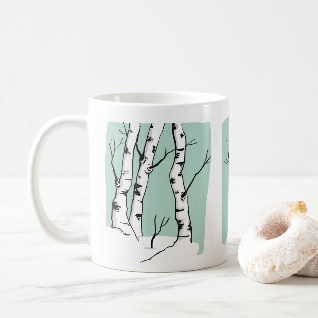Snowy Colorado Aspen Tree 11oz Ceramic Mug (With Donut)