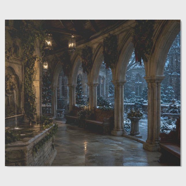 Snowy Conservatory Hall Gift Wrap (Flat)