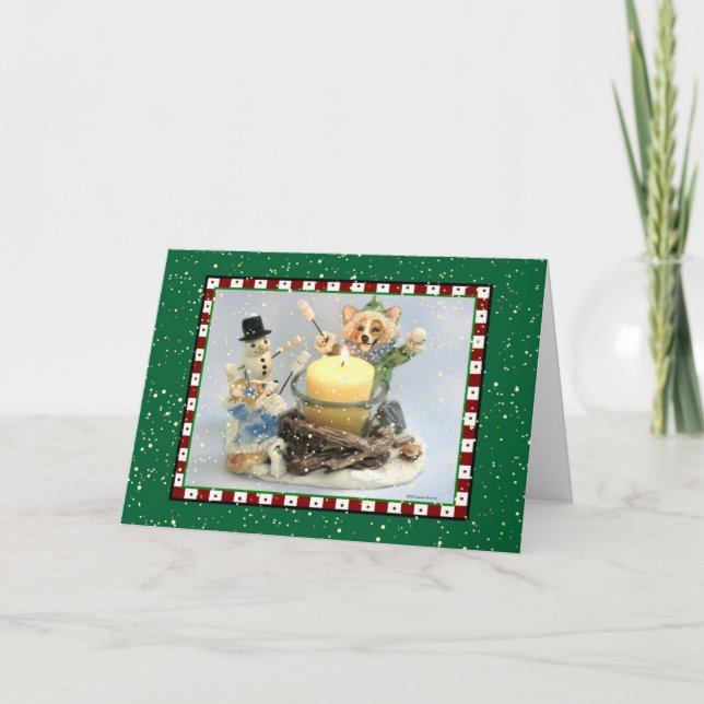 Snowy Corgi Campfire Card (Front)