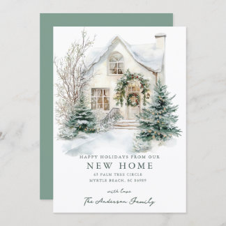 Snowy Cottage Christmas New Home Card