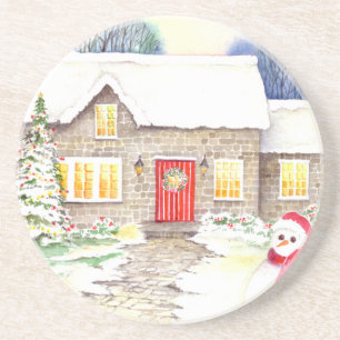 Snowy Cottage Coaster