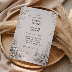 Snowy Country Path Through Winter Invitation