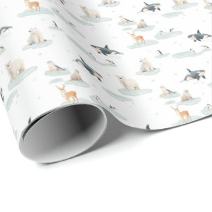 Snowy day - Arctic animals winter nursery Wrapping Paper