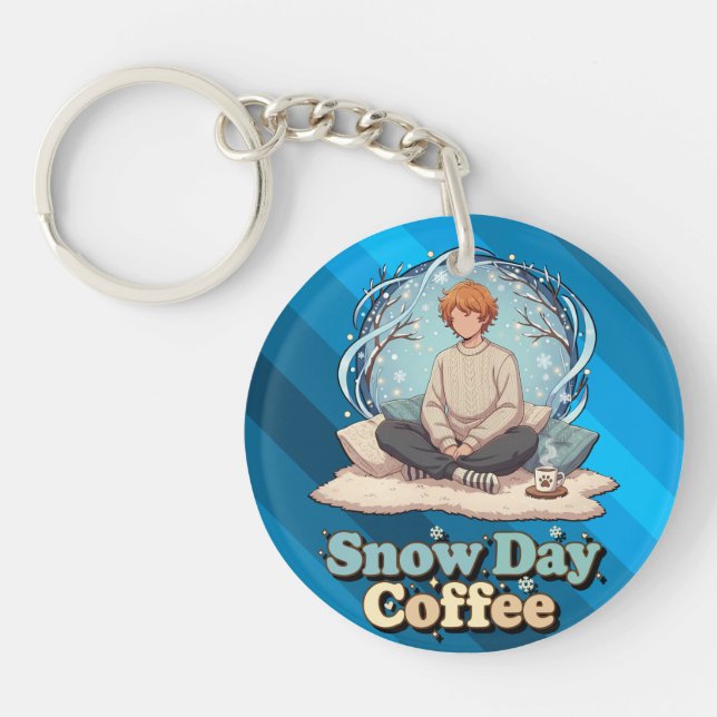 Snowy Day Calm Anime Art Key Ring (Front)