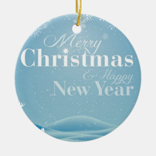 Snowy day with snowflakes Ceramic Tree Decoration