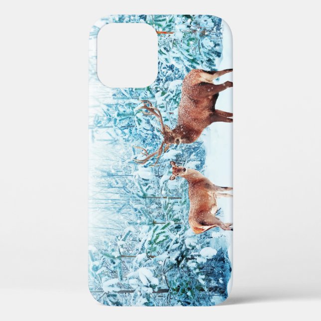 Snowy Deer Family Winter Scene Case-Mate iPhone Case (Back)