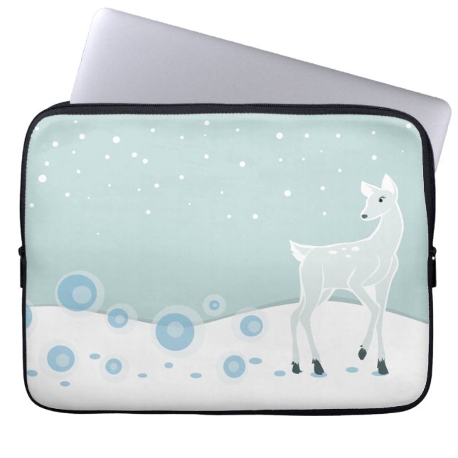 Snowy Deer Laptop Sleeve (Front)