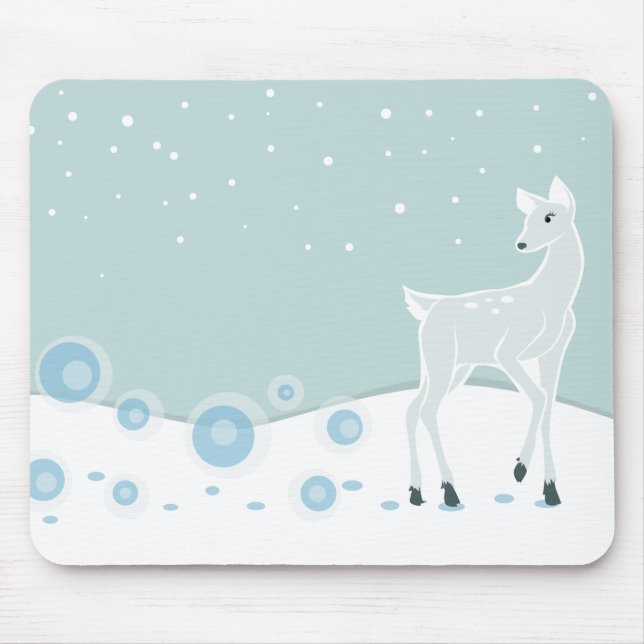 Snowy Deer Mouse Pad (Front)