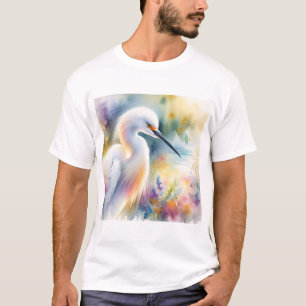 Snowy Egret 180724AREF115 - Watercolor T-Shirt