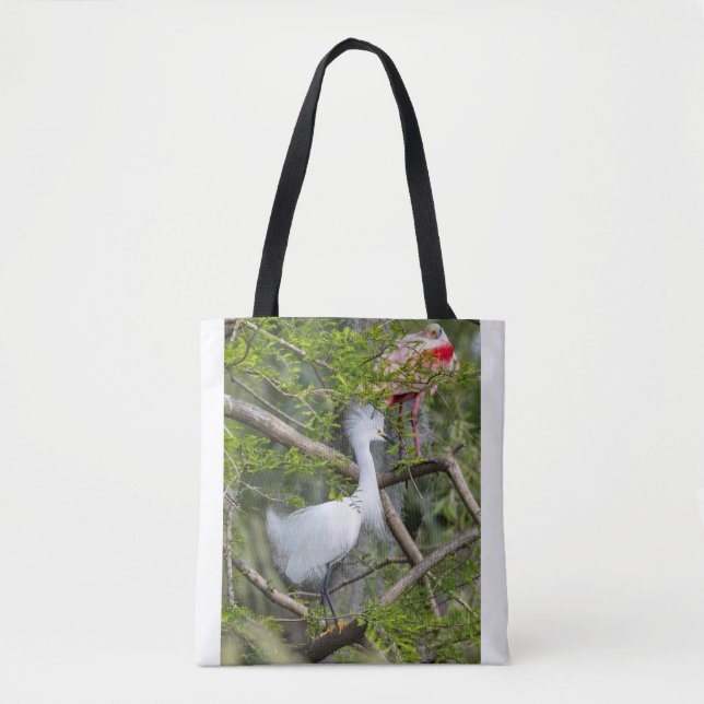Snowy Egret and Roseate Spoonbill Tote Bag 2 (Front)