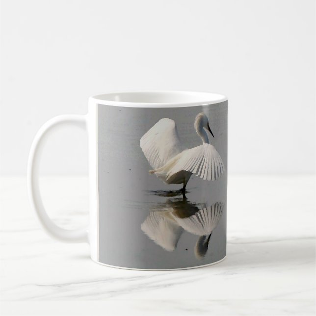 Snowy Egret Bird Dance Wildlife Animals Mug (Left)