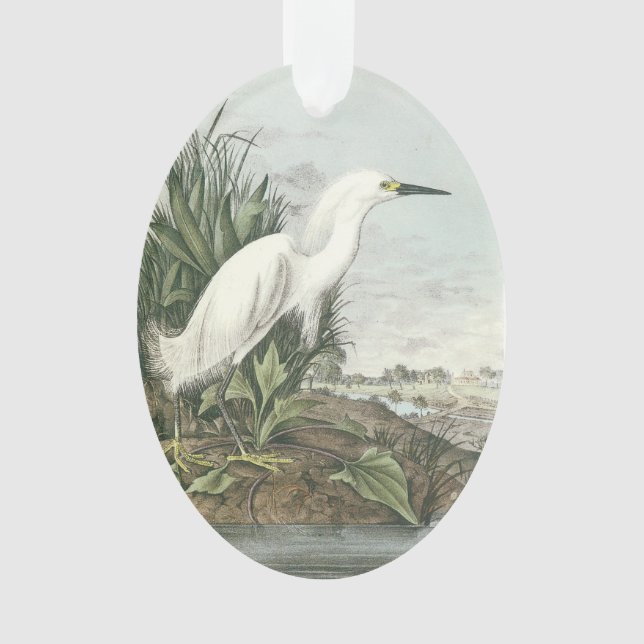 Snowy Egret by Audubon Ornament (Front)