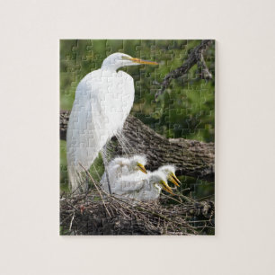 Snowy Egret Family Jigsaw Puzzle
