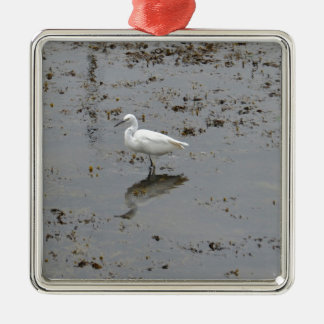 Snowy Egret Metal Tree Decoration