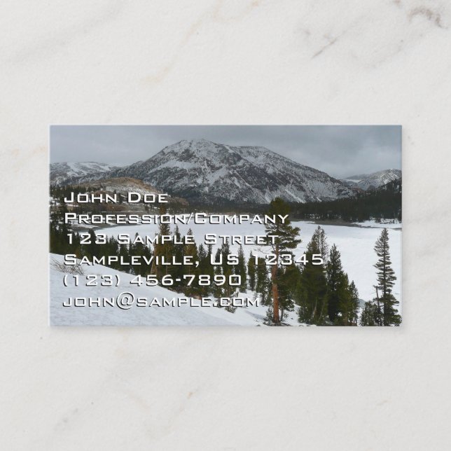 Snowy Ellery Lake California Winter Landscape Business Card (Front)