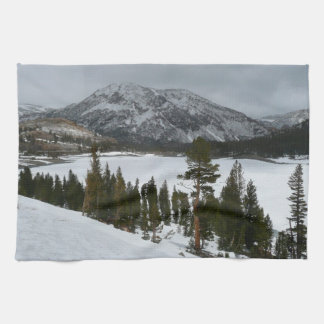 Snowy Ellery Lake California Winter Landscape Tea Towel