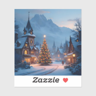 Snowy Eve In The Square – Holiday Village Scene