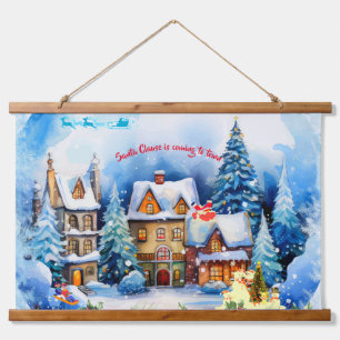 Snowy Evening Wood Topped Wall Tapestry