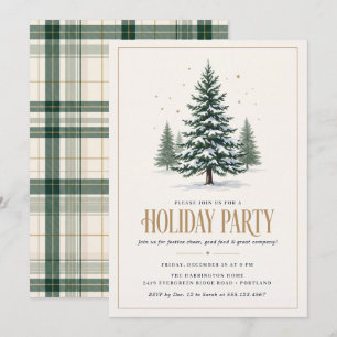 Snowy Evergreen Holiday Party Invitation