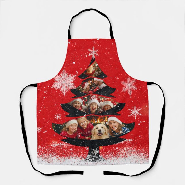 Snowy Family Photo Christmas Tree Apron (Front)
