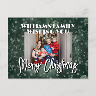 Snowy family picture Christmas Postcard