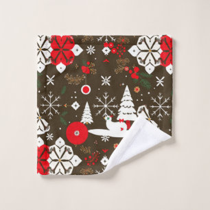 Snowy Festivities Pattern Bath Towel Set