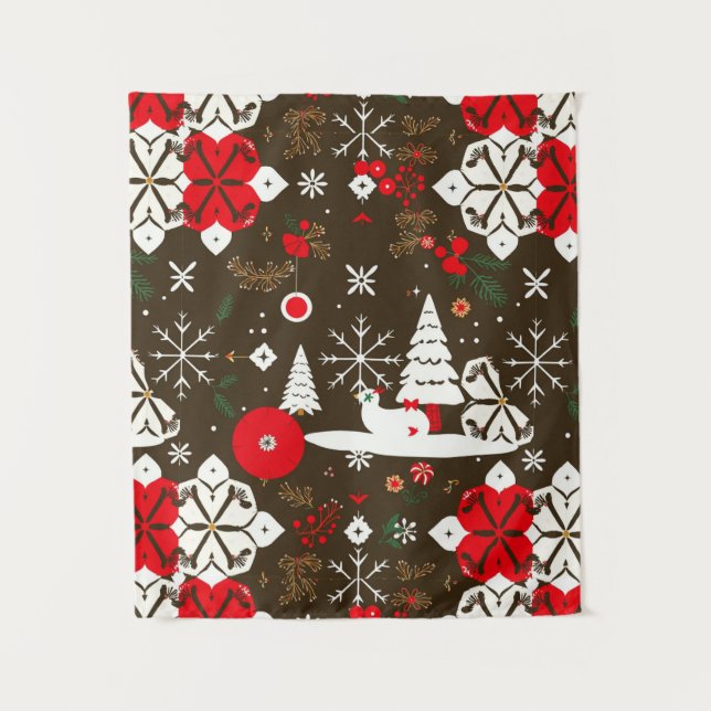 Snowy Festivities Pattern Tapestry (Front)