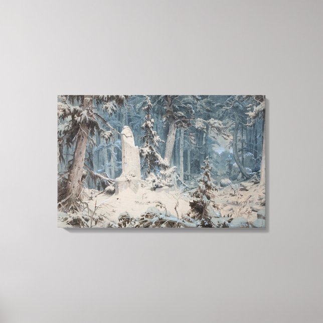 Snowy Forest (by Andreas Achenbach) Canvas Print (Front)