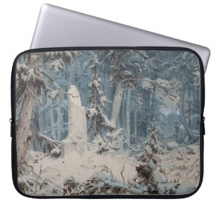 Snowy Forest (by Andreas Achenbach) Laptop Sleeve