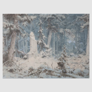 Snowy Forest (by Andreas Achenbach) Tissue Paper