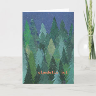 Snowy Forest Christmas Card: Danish Greeting Holiday Card