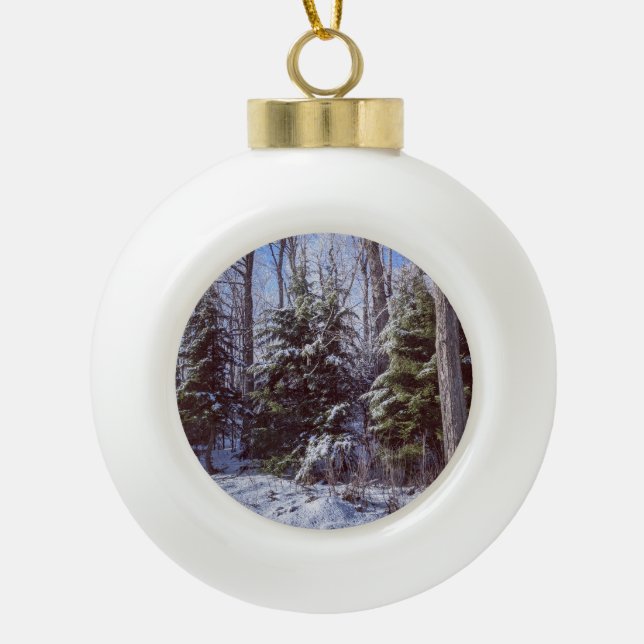 Snowy Forest Christmas Ornament (Front)