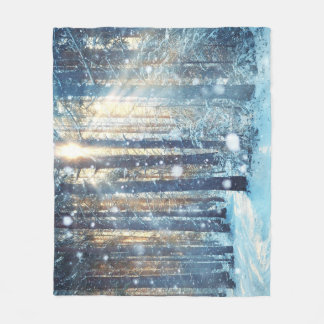 Snowy Forest Frosty Winter Scene Fleece Blanket