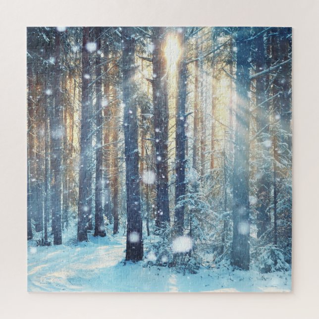 Snowy Forest Frosty Winter Scene Jigsaw Puzzle (Vertical)