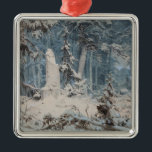 Snowy Forest in Winter (by Andreas Achenbach) Metal Tree Decoration<br><div class="desc">This design features a watercolor painting by the German artist Andreas Achenbach (1815–1910), who was associated with the Romantic movement and the Düsseldorf School of art. It shows a beautiful woodland scene in winter. The trees and ground are covered with white snow. The landscape is heavily forested with trees, but...</div>