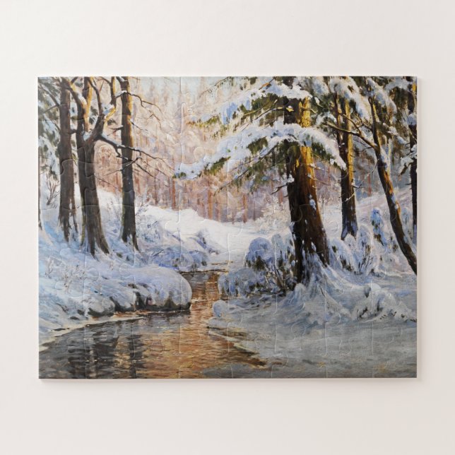 Snowy Forest Landscape, Walter Moras  Jigsaw Puzzle (Horizontal)