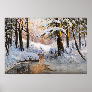 Snowy Forest Landscape, Walter Moras  Poster
