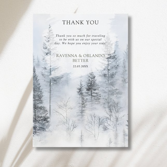 Snowy Forest Mountain Wedding Thank You Card (Creator Uploaded)