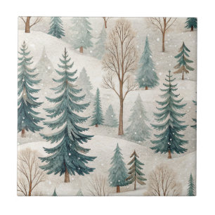 Snowy Forest Pattern – Peaceful Winter Landscape Tile
